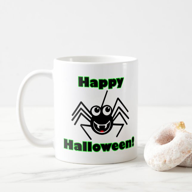 Happy Halloween Spider Coffee Mug (With Donut)