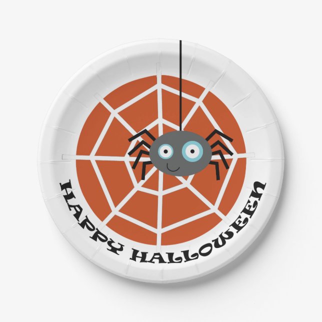 Happy Halloween Spider Paper Plate (Front)