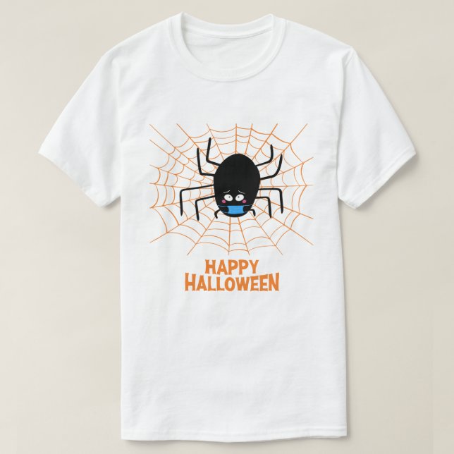 Happy Halloween | Spider Wearing A Mask T-Shirt (Design Front)