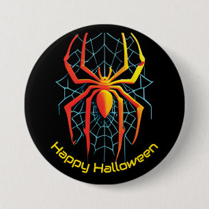 Happy Halloween Spider Web  7.5 Cm Round Badge