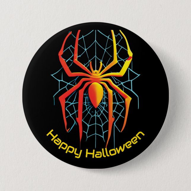 Happy Halloween Spider Web  7.5 Cm Round Badge (Front)
