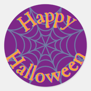 Happy Halloween Spider Web Classic Round Sticker