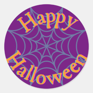 Happy Halloween Spider Web Classic Round Sticker