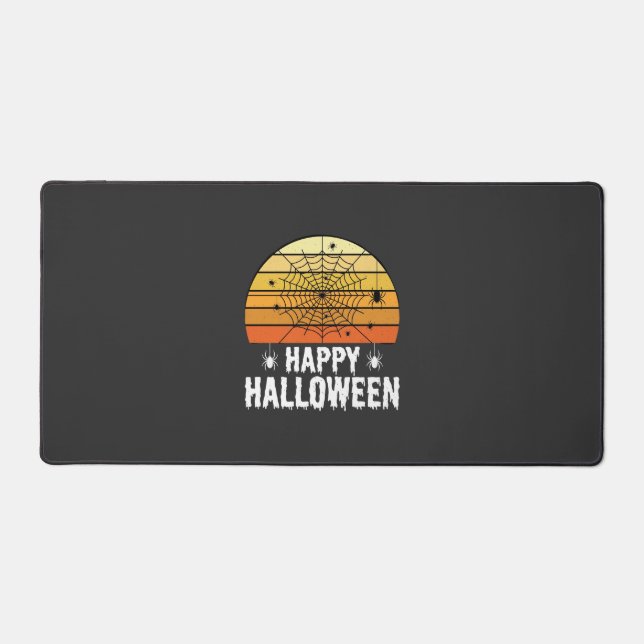 Happy Halloween Spider Web Sunset Design Desk Mat (Front)