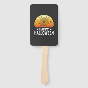 Happy Halloween Spider Web Sunset Design Hand Fan