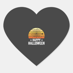 Happy Halloween Spider Web Sunset Design Heart Sticker
