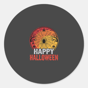 Happy Halloween Spider Web Vector Design Classic Round Sticker