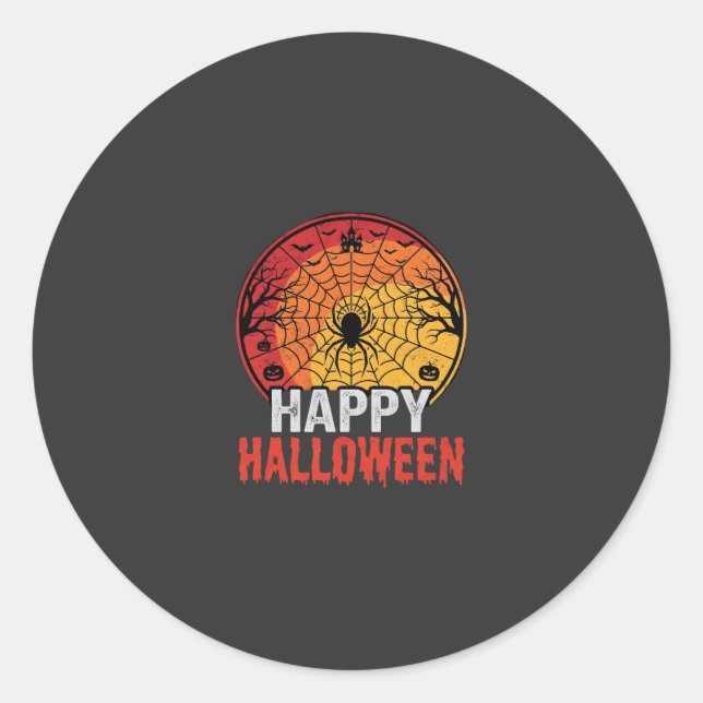 Happy Halloween Spider Web Vector Design Classic Round Sticker (Front)