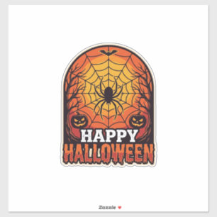 Happy Halloween Spider Web Vintage Engraving Desig