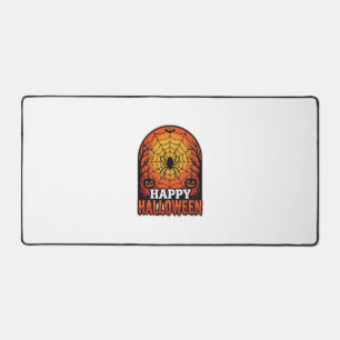 Happy Halloween Spider Web Vintage Engraving Desig Desk Mat