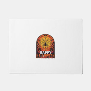 Happy Halloween Spider Web Vintage Engraving Desig Doormat