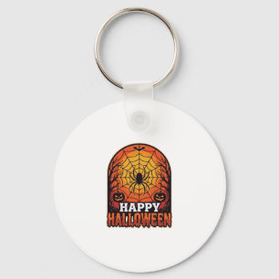Happy Halloween Spider Web Vintage Engraving Desig Key Ring