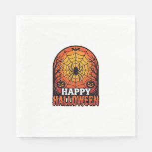 Happy Halloween Spider Web Vintage Engraving Desig Napkin