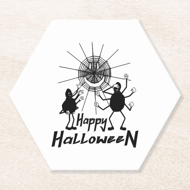 Happy Halloween, Spiders Halloween Paper Coaster (Front)