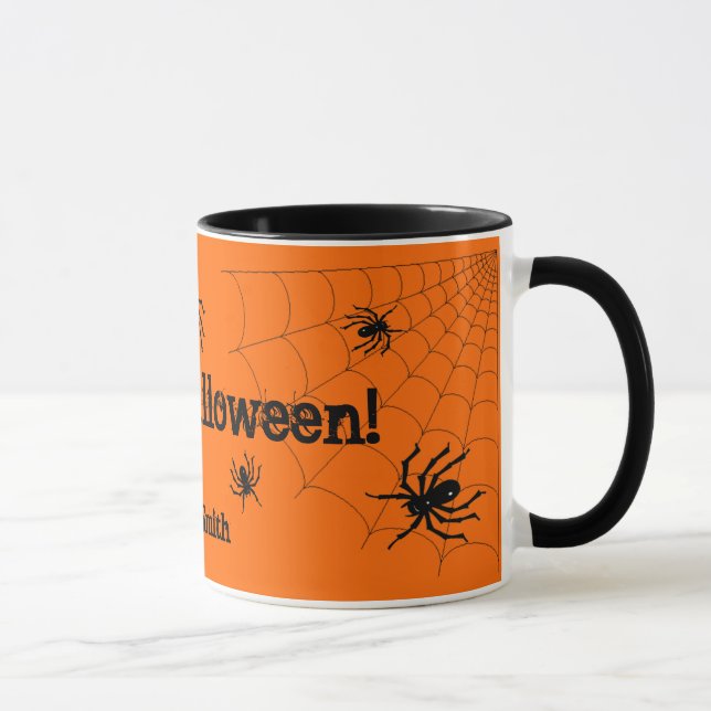 Happy Halloween Spiders Personalised Mug (Right)