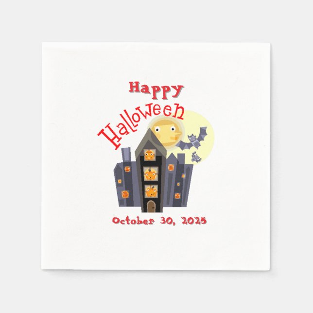 Happy Halloween Spook House and more Napkin (Front)