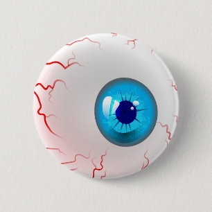 Happy Halloween! Spooky Blue Eyeball 6 Cm Round Badge
