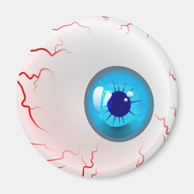 Happy Halloween! Spooky Blue Eyeball Magnet (Front)