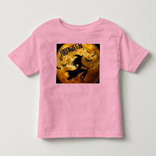 Happy Halloween Spooky Broomstick Witch On Pumpkin Toddler T-Shirt