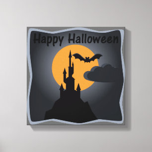 Happy Halloween Spooky Castle Canvas Print