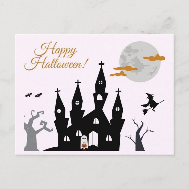 Happy Halloween Spooky Castle Postcard (Front)