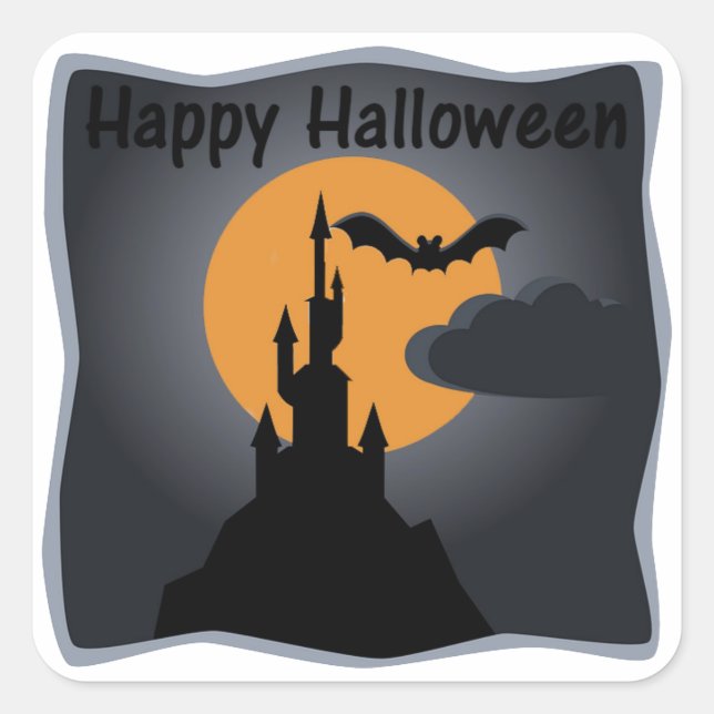 Happy Halloween Spooky Castle Sticker (Front)