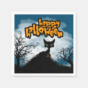 Happy Halloween Spooky Cat Party Napkin