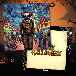 Happy Halloween   Spooky Clown Holiday Card