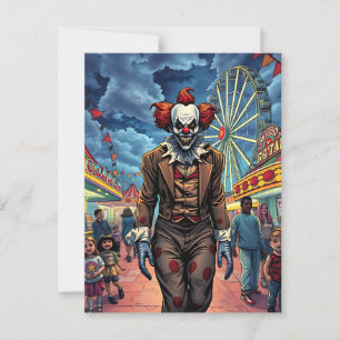 Happy Halloween   Spooky Clown Postcard