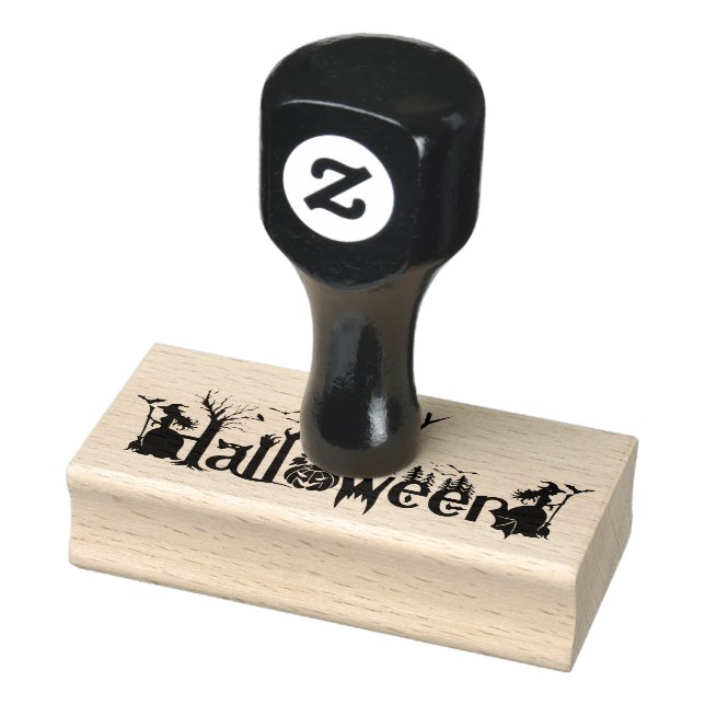 Happy Halloween Spooky Concept Typography Rubber Stamp (Stamp)