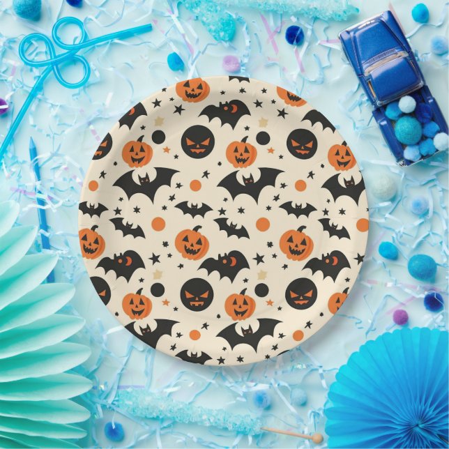 Happy Halloween Spooky Cute & Festive Halloween  Paper Plate (Party)