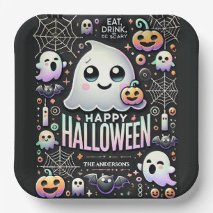 Happy Halloween Spooky Cute Ghost Paper Plate