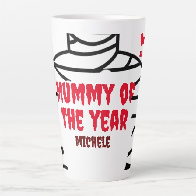 Happy Halloween Spooky family Mummy Of The Year Latte Mug (Front)