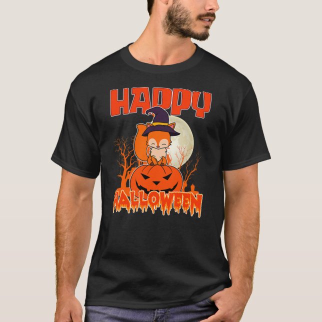 Happy Halloween Spooky Fox and Cute Halloween Fox T-Shirt (Front)