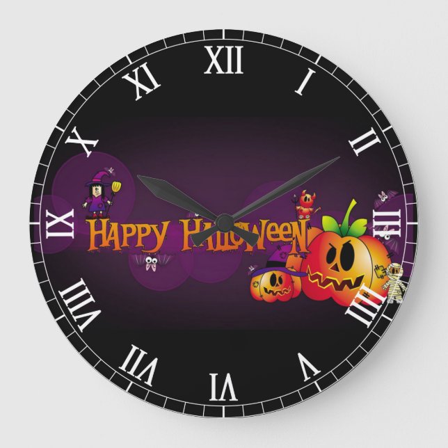 Happy Halloween Spooky Friends Large Clock (Front)