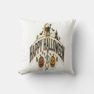 Happy Halloween Spooky & Fun Cute Pumpkin Witch Cushion