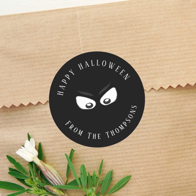 Happy Halloween Spooky Ghost Cute Eyes Favour Classic Round Sticker (Creator Uploaded)