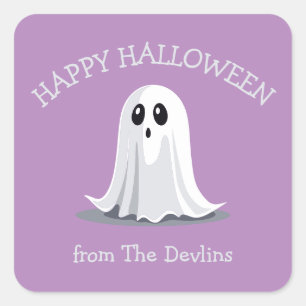 Happy Halloween Spooky Ghost Square Sticker
