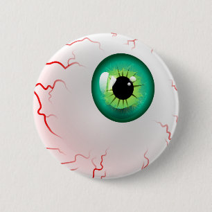 Happy Halloween! Spooky Green Eyeball 6 Cm Round Badge