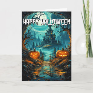 Happy Halloween Spooky Haunted House Card