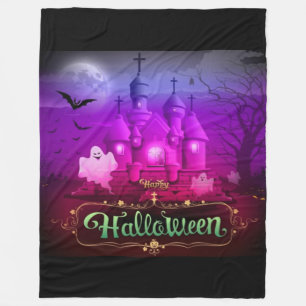 Happy Halloween Spooky Haunted House Fleece Blanket