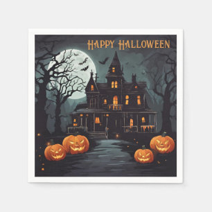 Happy Halloween Spooky Haunted House Napkin