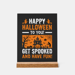 Happy Halloween Spooky Haunted House Quote Acrylic Sign