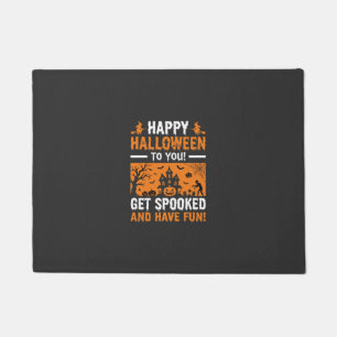 Happy Halloween Spooky Haunted House Quote Doormat