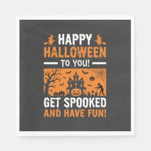 Happy Halloween Spooky Haunted House Quote Napkin