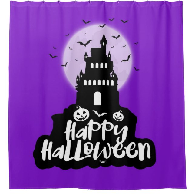 Happy Halloween Spooky House Shower Curtain (Front)
