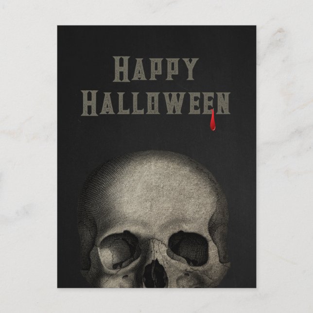  Happy Halloween Spooky Human Skull  Postcard (Front)