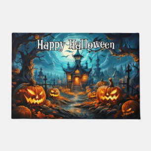 Happy Halloween   Spooky Illuminating Pumpkins Doormat