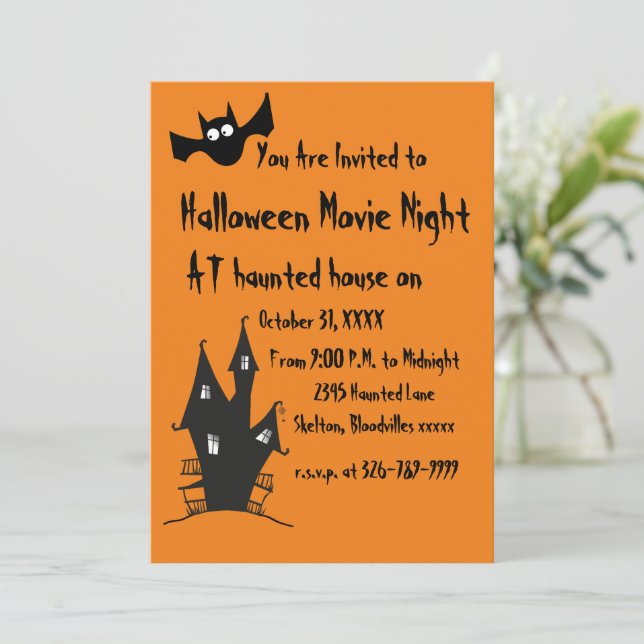 Happy Halloween Spooky Movie Night Invitation  (Standing Front)