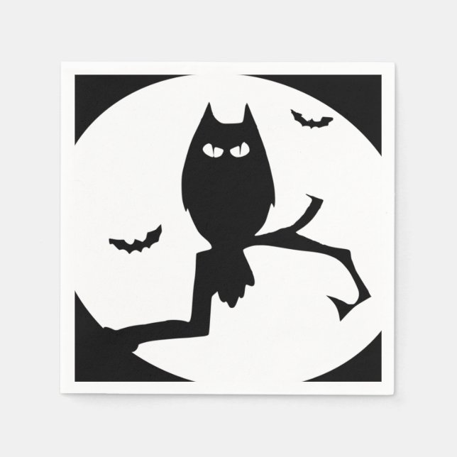 Happy Halloween Spooky Owl Paper Napkin (Front)